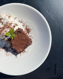 Chocolate dessert plated