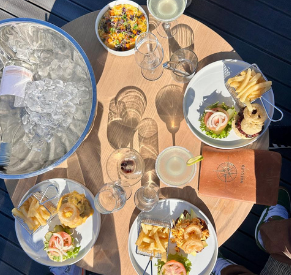 Table spread of shared plates